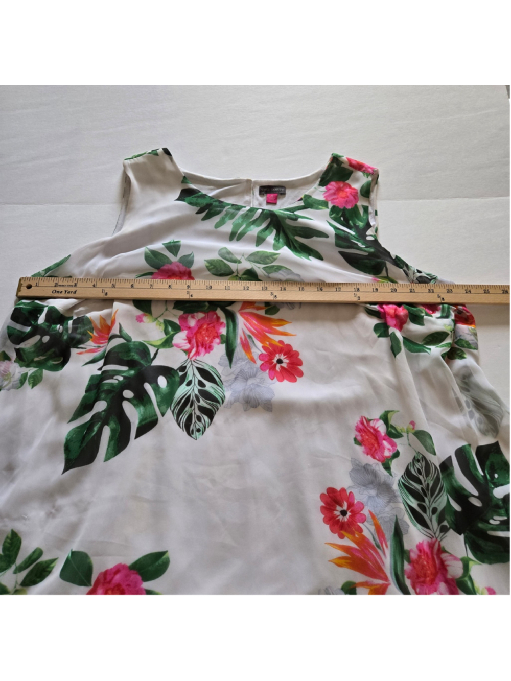Vince Camuto Women's Floral Sleeveless White Green Pink Tank Top Plus Sz 2X - Picture 8 of 11